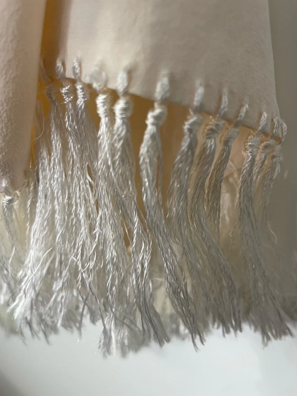 Men’s Ivory Silk Scarf with Fringe
